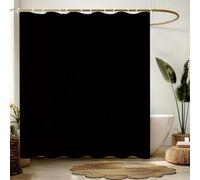 1 Ensemble de Rideau de Douche Noir uni, imperméable avec 12 Crochets, Accessoires de Salle de Bain 240x180cm(94,49x70,87 Pouces)