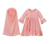 1 ensemble de robes de l'Aïd pour filles, robe prière pour bébés filles avec Hijab, Robe islamique du moyen-orient arabe Dubaï, 100