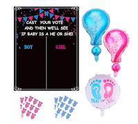 1 ensemble de tableau de vote pour le genre de bébé avec 54 autocollants de genre, 3 morceaux de ballons révélant le genre, adaptés aux fêtes de révélation du genre