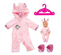 1 ensemble de vêtements et de chaussures de poupée rose, 1 cintre avec oreilles et cornes, combinaison d'hiver, accessoires de vêtements pour bébés, vêtements de jouets de poupée (43 cm)