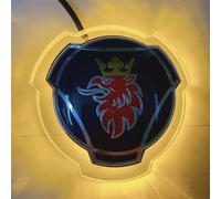 1 ensemble d'emblème de griffon bleu rouge pour calandre avant de camion Scania avec badge de capot, éclairage LED 24V, accessoires éclairés, bande lumineuse (éclairage jaune)