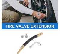 1 Ensemble D'Extension De Valve De Pneu En Cuivre À 90 Degrés Avec Prolongateur De Tige De Valve De Pneu En Plastique Flexible De 140Mm Pour Voiture Moto Camping-Car Camion Vélo