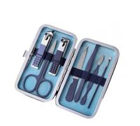 1 ensemble d'outils de coupe d'ongles en acier inoxydable, ensemble de coupe-ongles portables pour la maison, peu encombrants, kits de fournitures de pédicure, bleu