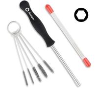 1 ensemble d'outils de réglage de carburateur avec 5 mini brosses de nettoyage en métal et tournevis hexagonal de 4 mm pour tronçonneuses Husqvarna, Echo, tondeuses, souffleurs et tondeuses à gazon