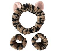 1 ensemble élastique pour femme - Bandeau de douche et bracelet en peluche - Pour le lavage du visage - Pour la maison et le maquillage