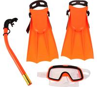 1 Ensemble Équipement De Plongée Sous-Marine Pour Enfants Plongée En Apnée Bleu Nageoires Équipement De Plongée Compact Lunettes De Natation Scaphandre Autonome Plastique Orange
