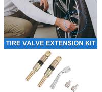 1 Ensemble Extension De Valve De Pneu En Cuivre À 135 Degrés Avec Adaptateur De Gonflage De Valve De Pneu Flexible En Plastique De 75mm Pour Voiture Moto Camping-Car Camion Vélo