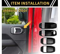 1 Ensemble IntšŠrieur Porte PoignšŠe Bol Couverture Garnitures Pour Jeep Wrangler Jl Jlu 18-24 Pour Jeep Gladiator Jt 2 4 Porte Inside Porte PoignšŠe Collerette Protector Abs Noir