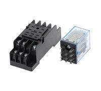 1 ensemble MY3 HH53P MY3NJ Micro Mini bobine relais de puissance 11pin 3NO 3NC lampe à LED 5A AC 110V 220V avec prise 12V 24V(DC 12V)