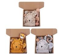 1 Ensemble Nouveau-Né Coffret Cadeau Dessin Animé Lion Bébé Tétine Sucette Chaîne Apaiser Serviette Bavoir Kit Pour Bébé Garçons Filles Bébé Douche