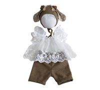 1 ensemble nouveau-né séance photo robe corsage dentelle jupe tulle doublure coton bébé fille tenue avec oreilles d'animaux chapeau filles dentelle nouveau-né tenue