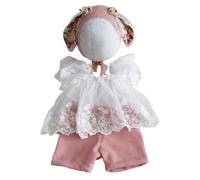 1 ensemble nouveau-né séance photo robe corsage dentelle jupe tulle doublure coton bébé fille tenue avec oreilles d'animaux chapeau filles dentelle nouveau-né tenue