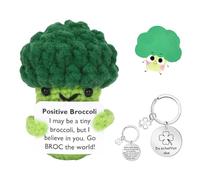 1 Ensemble Peluche Positive Tricotés Créatifs Positivi Poupée Tricotée Avec des Cartes Positives Avec Pièce de Monnaie Porte-Bonheur et Housse en Cuir Positive Peluche Amusants Créatifs et Relaxants