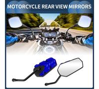 1 Ensemble Rétroviseurs Arrière Moto Universel Plastique Fer Verre Clair Barre Extrémité Latérale Montage Bleu Guidon Droit avec Extrémité Courbée