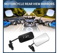1 Ensemble Rétroviseurs Universels Pour Moto En Fer Verre Clair Montage Latéral Barre Noire Rectangle Poignée Droite