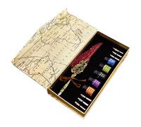 1 Ensemble Stylo Plume et Encre, Boîte à Cartes avec 5 Encres, 6 Pointes et Porte-Plume,Accessoires de Calligraphie, Ensemble de Stylo Plume, Cadeau Classique et Élégant pour Débutants (Burgundy)