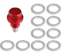1 Ensemble Vis Vidange M12x1,25 Bouchon Carter d'Huile Moteur avec 10 Rondelles pour Voiture Rouge