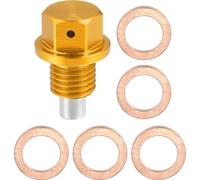 1 Ensemble Vis Vidange M12x1,5 Bouchon Carter d'Huile Moteur avec 5 Rondelles pour Voiture Ton d'Or