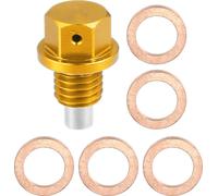1 Ensemble Vis Vidange M12x1,75 Bouchon Carter d'Huile Moteur avec 5 Rondelles pour Voiture Ton d'Or