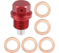 1 Ensemble Vis Vidange M14x1,5 Bouchon Carter d'Huile Moteur avec 5 Rondelles pour Voiture Rouge