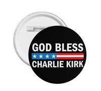 1 épingle à bouton « Dieu bénisse Charlie Kirk » en forme de cercle, épingle à poitrine ronde