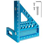 1 équerre de vitesse en aluminium épais de 8 mm, règle de mesure multi-angles 3D de 22,5 à 90°, équerre de charpentier avec 11 trous de perçage et guide de scie-cloche, ensemble d'outils