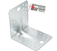 1 Equerre metal renforcées 105x105x90x2 mm, connecteurs bois galvanisés avec nervure, équerre support d'angle droit perforée pour menuiserie, fixation meuble, clôture, construction bois