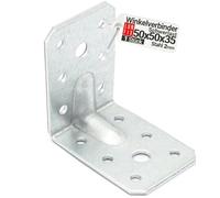 1 Equerre metal renforcées 50x50x35x2 mm, connecteurs bois galvanisés avec nervure, équerre support d'angle droit perforée pour menuiserie, fixation meuble, clôture, construction bois