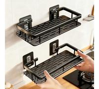 1 étagère murale auto-adhésive multifonction | Parfait pour le rangement de la salle de bain et de la cuisine, noir