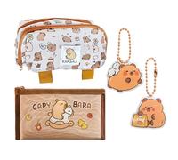 1 Étui À Crayons À Rabat, 2 Pendentifs Et 1 Étui À Crayons en Maille, Papeterie Scolaire À Motif Capybara, Ensemble De Rangement Multifonction, Adapté Au Tri des Fournitures Scolaires.