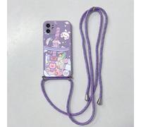 1 Étui de protection pour téléphone portable anti-choc avec bandoulière, style dégradé violet thé au lait, bords droits, lentille mate anti-chute, compatible avec iPhone///Redmi//VIVO/OPPO/Transsion,