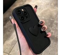 1 Étui de téléphone noir à la mode en forme de cœur, compatible avec iPhone 12/13 Pro Max, compatible avec Honor X7, compatible avec Galaxy A56 5G, compatible avec Infinix Smart 8, compatible avec Inf