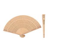 1 éventail vintage en bois de santal avec pompon de style chinois, pliable, motif floral, pour danser, bal de fin d'année