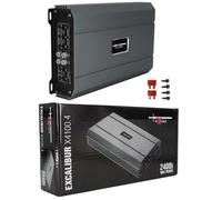 1 EXCALIBUR X4100.4, Amplificateur 4 canaux, 2400 W max, 4 x 300 W sous 2 ohms, bass boost 0/+12 dB SPL, pour voiture, 1 pièce