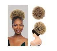 1 extension de queue de cheval avec cordon afro pour femme noire avec clip synthétique afro bouclés pour attacher et décorer les cheveux (20,3 cm - 1B-27)