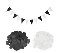 1 fanion noir et blanc et 20 g de confettis, accessoires de fête, décorations de fête, bannières de décoration de fond de fête, paillettes de confettis, décoration de fête créative
