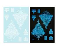 1 Feuille Blue Glow In Dark Tempary Tatouing Decor Decors Mettant En Évidence Les Fleurs Abstraites Autocollants Pour Les Femmes Et Décorations De Corps Du Festival Des Femmes Et Des Filles