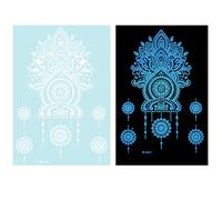 1 Feuille Blue Glow In Dark Tempary Tatouing Decor Decors Mettant En Évidence Les Fleurs Abstraites Autocollants Pour Les Femmes Et Décorations De Corps Du Festival Des Femmes Et Des Filles