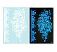 1 Feuille Blue Glow In Dark Tempary Tatouing Decor Decors Mettant En Évidence Les Fleurs Abstraites Autocollants Pour Les Femmes Et Décorations De Corps Du Festival Des Femmes Et Des Filles