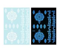 1 Feuille Blue Glow In Dark Tempary Tatouing Decor Decors Mettant En Évidence Les Fleurs Abstraites Autocollants Pour Les Femmes Et Décorations De Corps Du Festival Des Femmes Et Des Filles