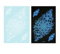 1 Feuille Blue Glow In Dark Tempary Tatouing Decor Decors Mettant En Évidence Les Fleurs Abstraites Autocollants Pour Les Femmes Et Décorations De Corps Du Festival Des Femmes Et Des Filles