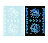 1 Feuille Blue Glow In Dark Tempary Tatouing Decor Decors Mettant En Évidence Les Fleurs Abstraites Autocollants Pour Les Femmes Et Décorations De Corps Du Festival Des Femmes Et Des Filles