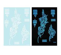 1 Feuille Blue Glow In Dark Tempary Tatouing Decor Decors Mettant En Évidence Les Fleurs Abstraites Autocollants Pour Les Femmes Et Décorations De Corps Du Festival Des Femmes Et Des Filles