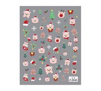 1 feuille d'autocollants 5D pour ongles en relief pour fête de Noël, flocon de neige, Père Noël, motifs festifs de vacances d'hiver