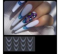 1 feuille d'autocollants double face en forme d'ongle français autocollant ligne française forme d'extension d'ongle autocollant d'instructions pour la conception des ongles