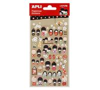 1 feuille d'autocollants en papier pour poupée Kokeshi Apli 17179.