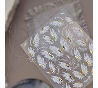 1 feuille d'autocollants pour ongles avec des ailes d'ange élégantes, une couronne de cygne. Décalcomanies dorées à ailes blanches/noires. Convient pour le DIY, la décoration des ongles, les accessoir