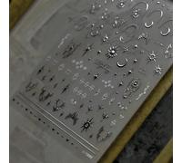 1 feuille d'autocollants pour ongles avec motifs soleil, lune et étoiles. Décorations d'art pour les ongles dans le style Y2K. Idéal comme cadeau pour les femmes et les petites amies. Fournitures pour