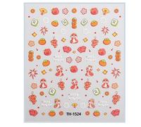 1 feuille d'autocollants pour ongles du Nouvel An chinois avec dessins animés Déclarations Festival Décalcomanies Art Ornement Serpent Nail Art