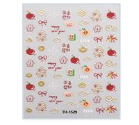 1 feuille d'autocollants pour ongles du Nouvel An chinois avec dessins animés Déclarations Festival Décalcomanies Art Ornement Serpent Nail Art